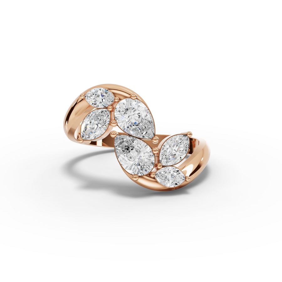 1.13 Ct Pear & Marquise Cluster Diamond Ring