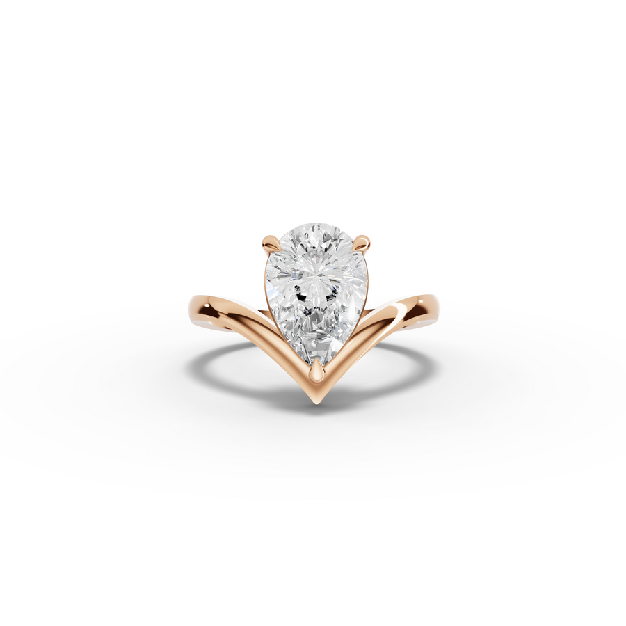 2 Ct Pear Lab Grown Diamond V-Chevron Engagement Ring