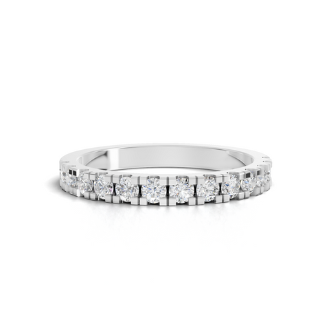 0.58 Ct Classic Round Lab Grown Diamond Half Eternity Wedding Band