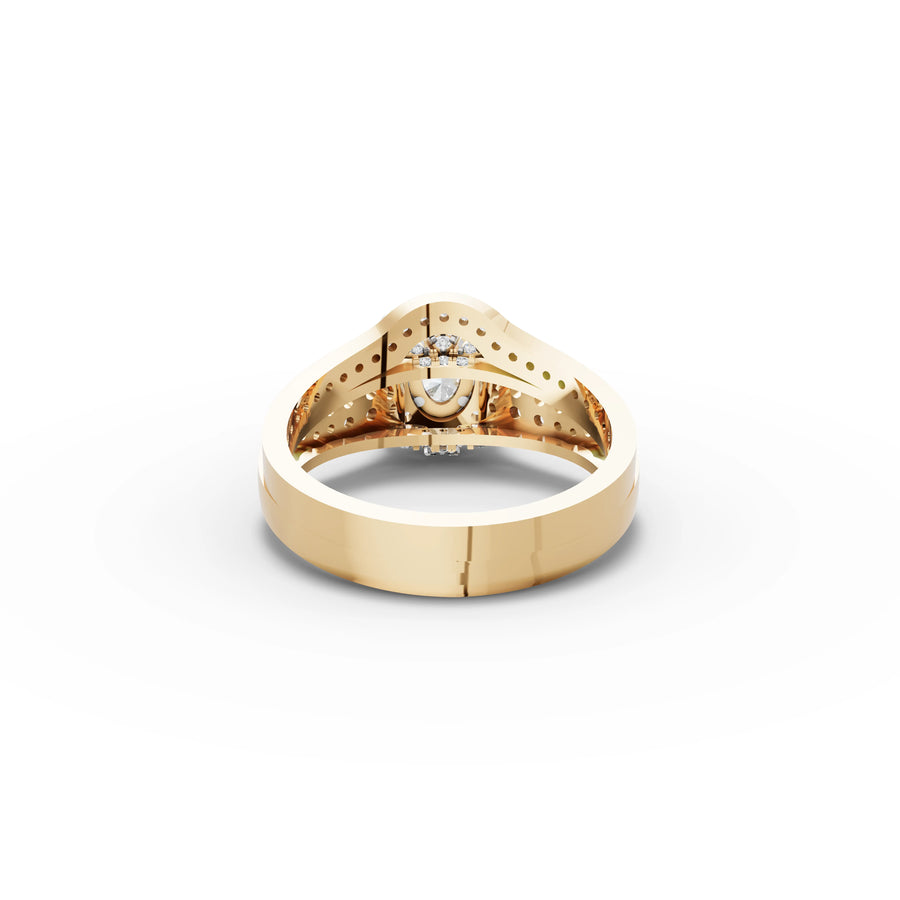 1.12 Ct Oval Halo Pavé Band Ring