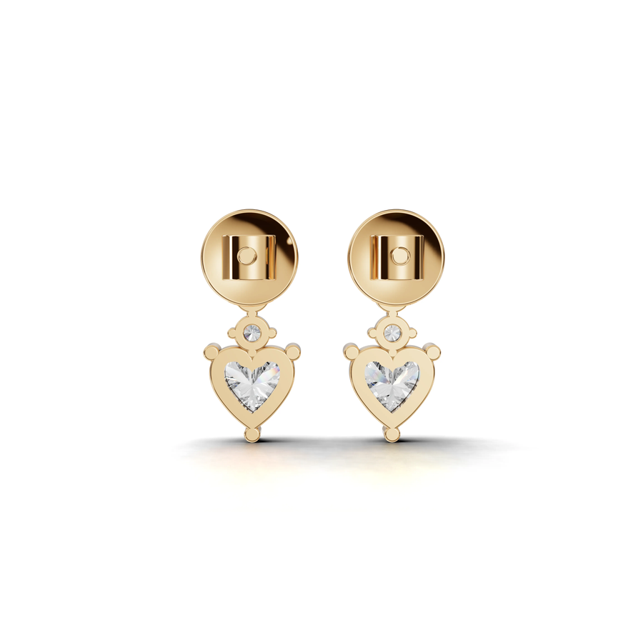 1.18 Ct Heart Drop Stud Earrings