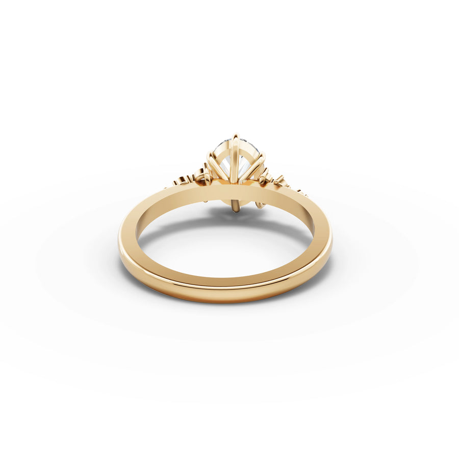 Oval solitaire ring yellow gold angle