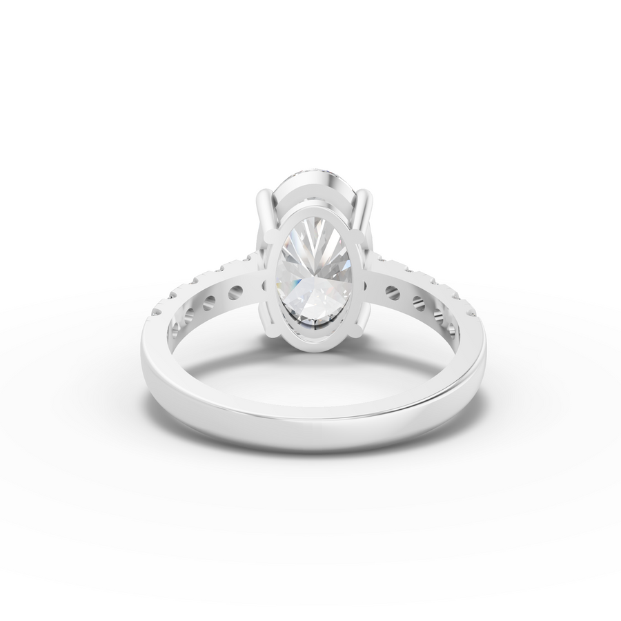 3.30 Ct Oval Solitaire With Pavé Ring 3.00 Ct Center