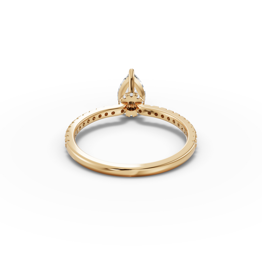 0.98 Ct Pear Hidden Halo Pavé Ring