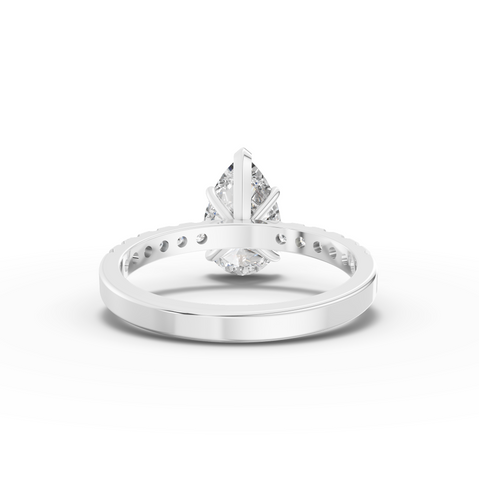 2.42 Ct Pear Cut Lab Grown Diamond Engagement Ring with Pavé Band