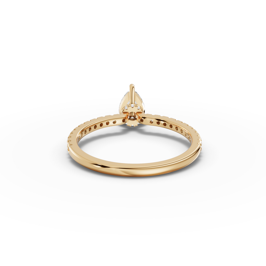 0.72 Ct Pear Hidden Halo Pavé Ring