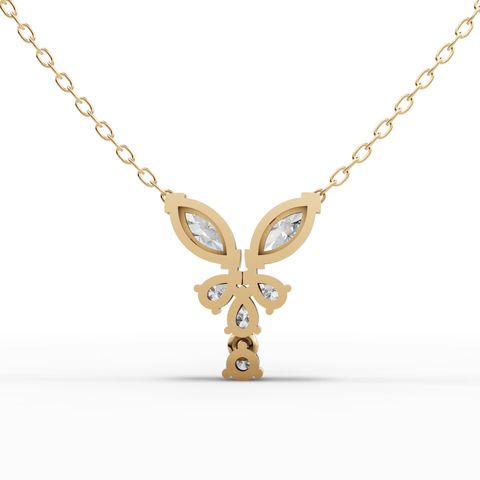 Marquise-Cut Lab-Grown Diamond Floral Jewelry Set: Drop Pendant Necklace, Stud Earrings & Pavé Ring