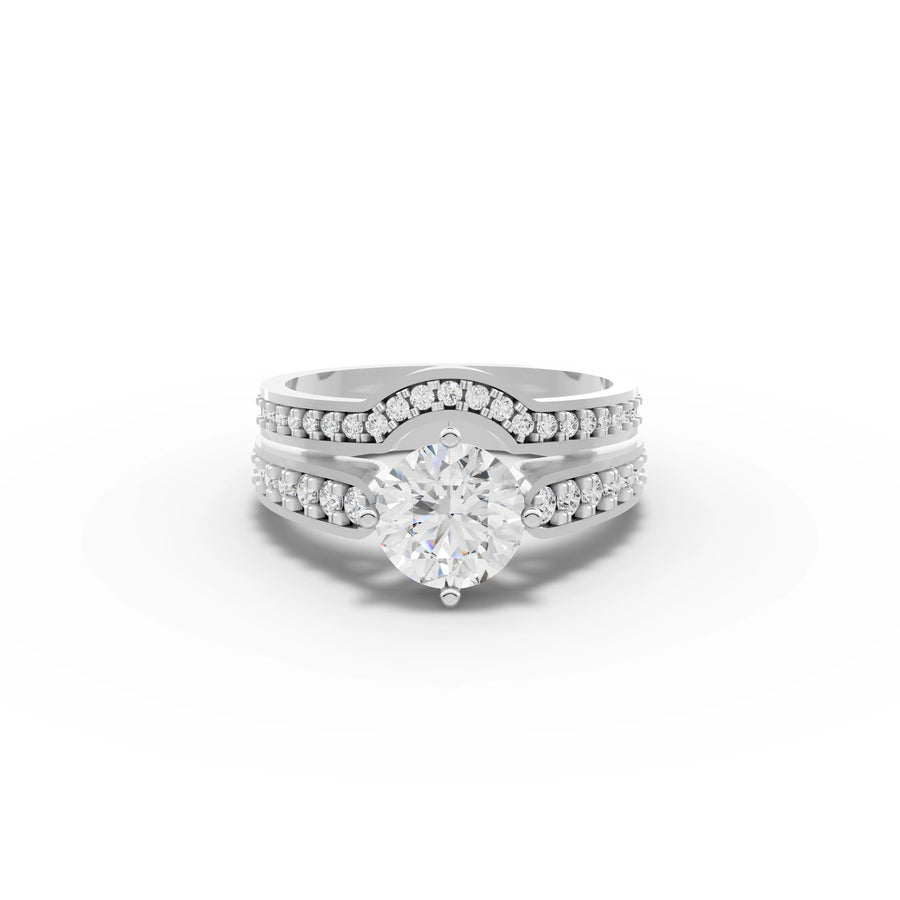 1.50 ct round lab diamond bridal set with 1 ct center stone and double pavé bands