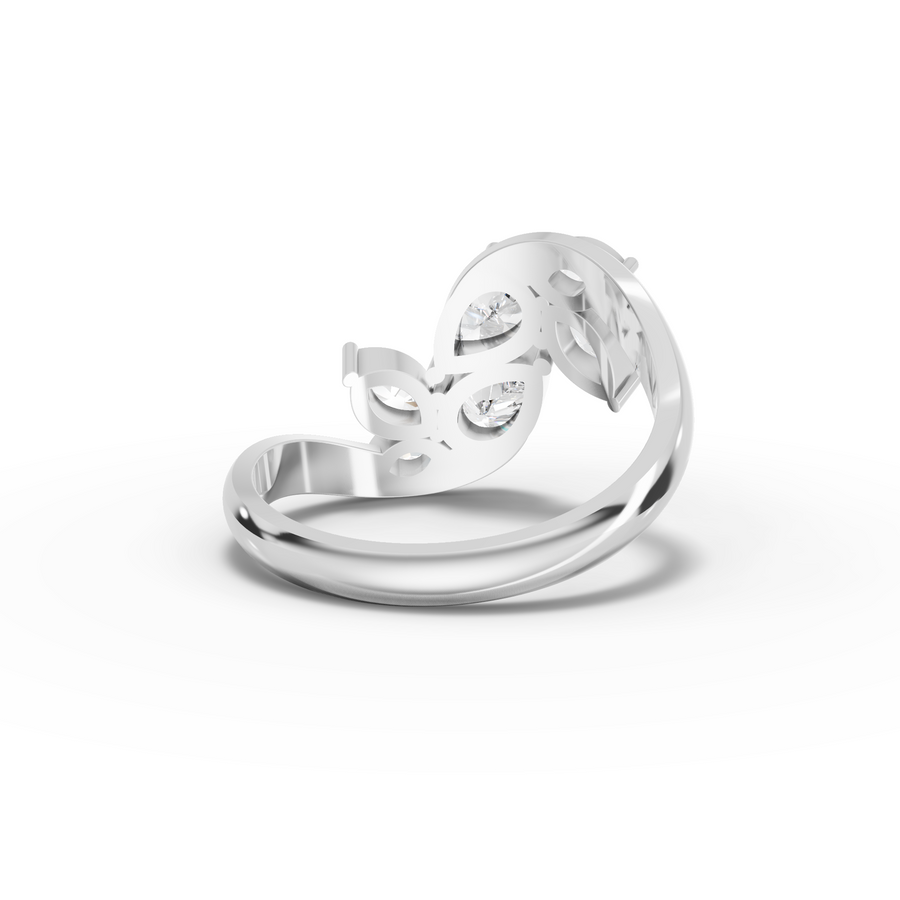 1.13 Ct Pear & Marquise Cluster Diamond Ring
