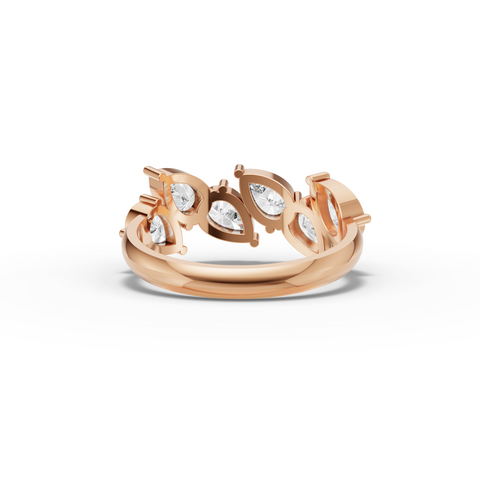 2.13 Ct Lab Grown Pear Diamond Floral Band Ring