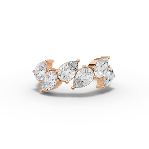 2.13 Ct Lab Grown Pear Diamond Floral Band Ring