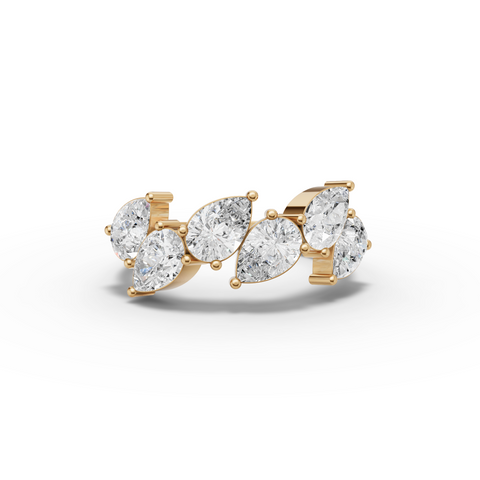 2.13 Ct Lab Grown Pear Diamond Floral Band Ring