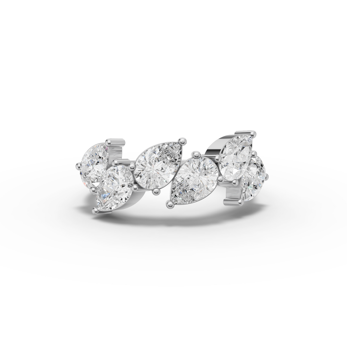 2.13 Ct Lab Grown Pear Diamond Floral Band Ring
