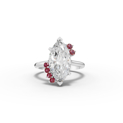 4.16 CT Marquise BirthStone Accent Lab Diamond Ring