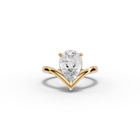2 Ct Pear Lab Grown Diamond V-Chevron Engagement Ring