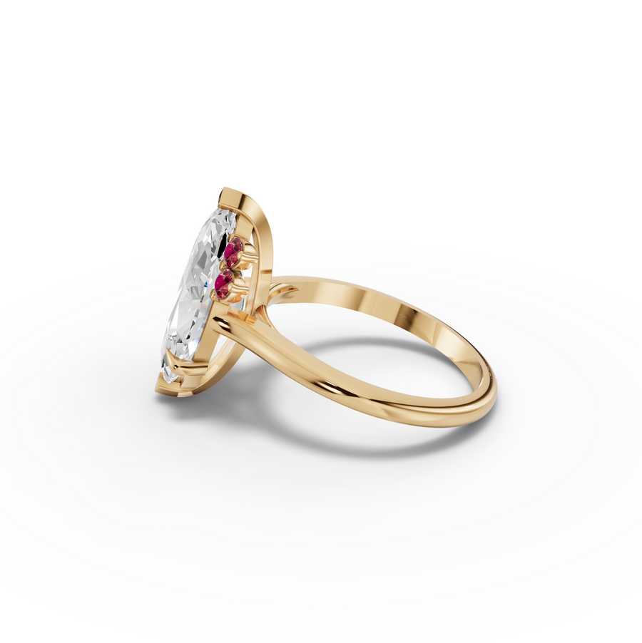 4.16 CT Marquise BirthStone Accent Lab Diamond Ring