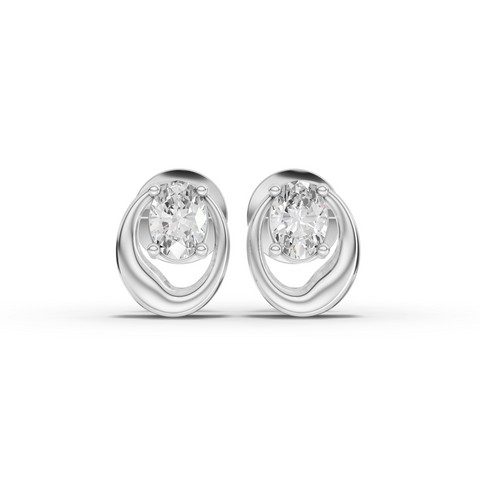 Lab Grown Diamond Modern Oval Jewelry Set with Swirl Stud Earrings Pendant and Ring