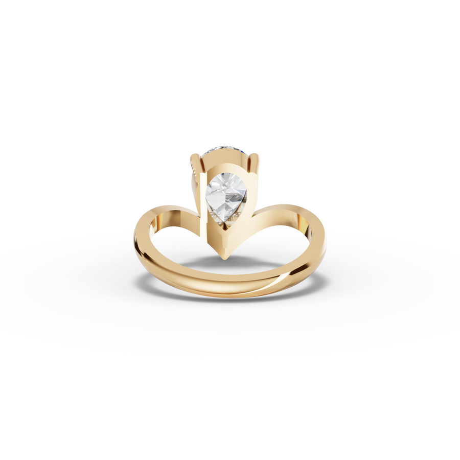 2 Ct Pear Lab Grown Diamond V-Chevron Engagement Ring