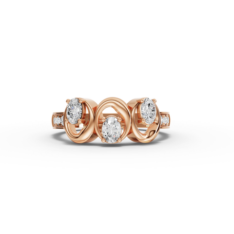 0.49 Ct Oval Lab Diamond Swirl Ring with Open Band