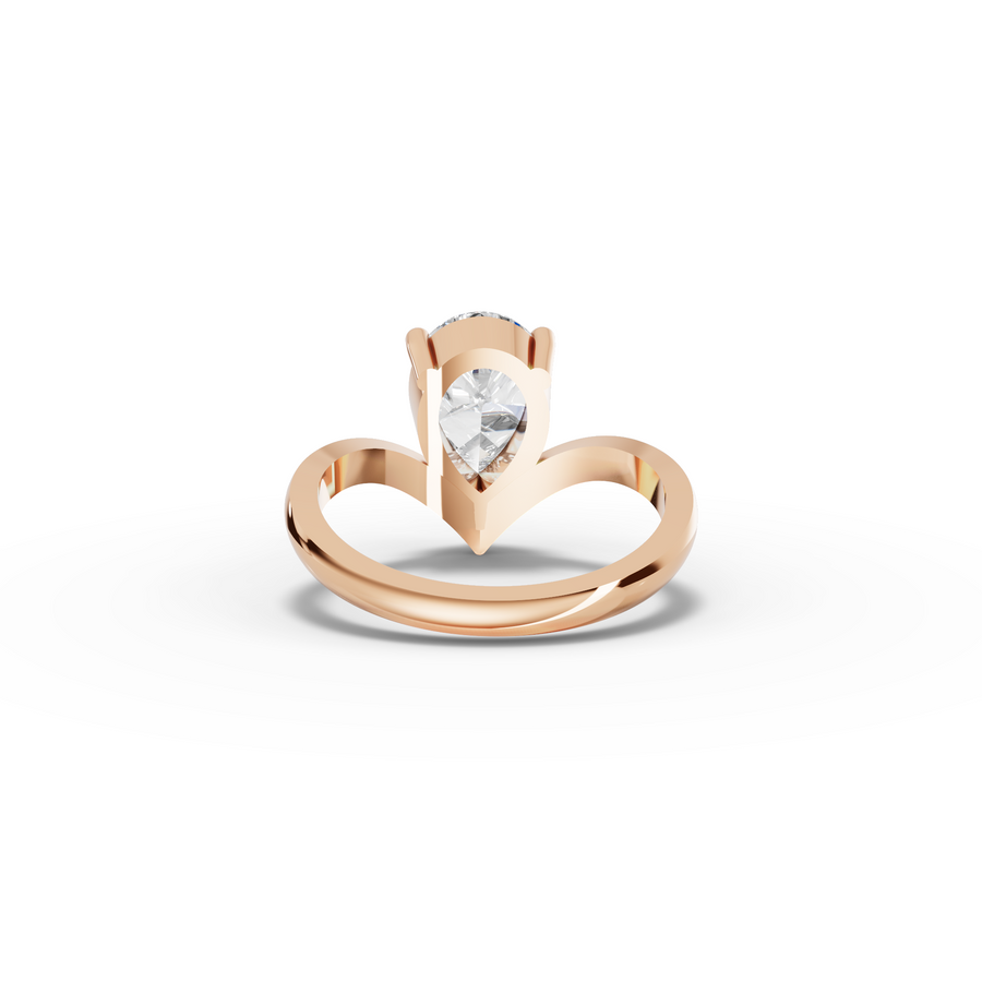 2 Ct Pear Lab Grown Diamond V-Chevron Engagement Ring