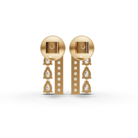 Lab Grown Diamond Pear Vertical Bar Jewelry Set with Earrings Necklace and Wrap Ring