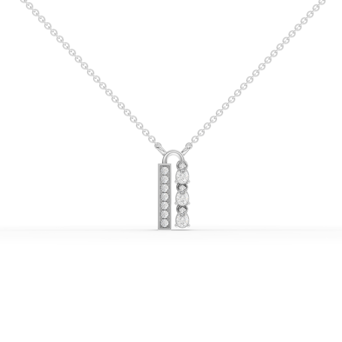 0.21 Ct Pear Lab Diamond Vertical Bar Pendant Necklace
