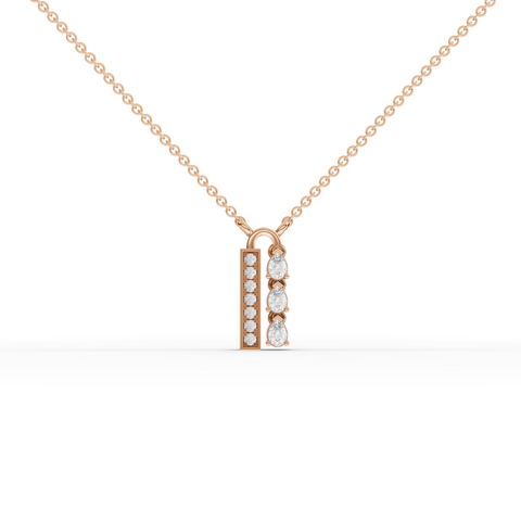 0.21 Ct Pear Lab Diamond Vertical Bar Pendant Necklace