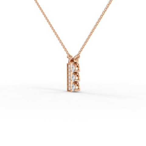 0.21 Ct Pear Lab Diamond Vertical Bar Pendant Necklace