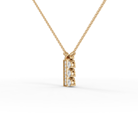 0.21 Ct Pear Lab Diamond Vertical Bar Pendant Necklace