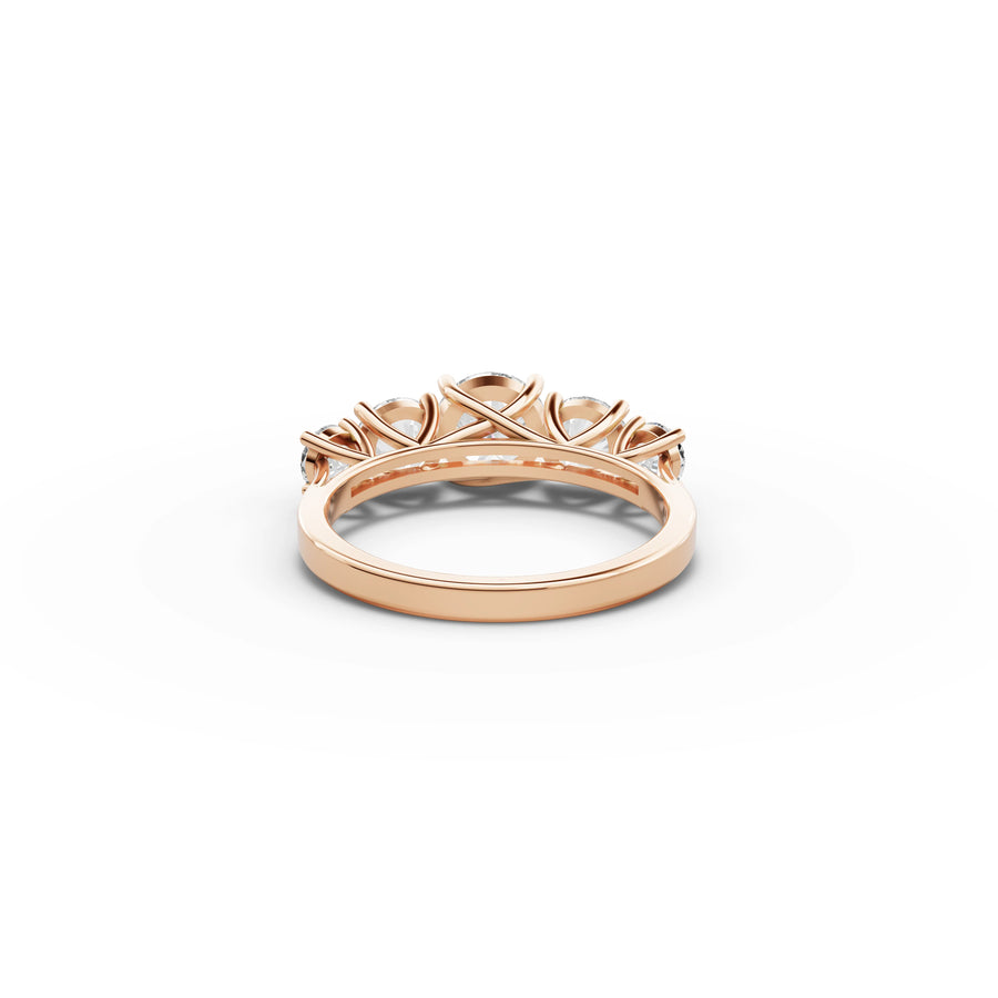 Round five stone ring rose gold angle