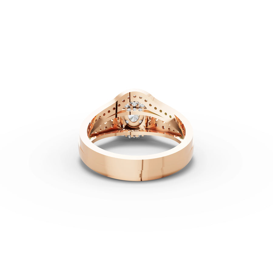 1.12 Ct Oval Halo Pavé Band Ring