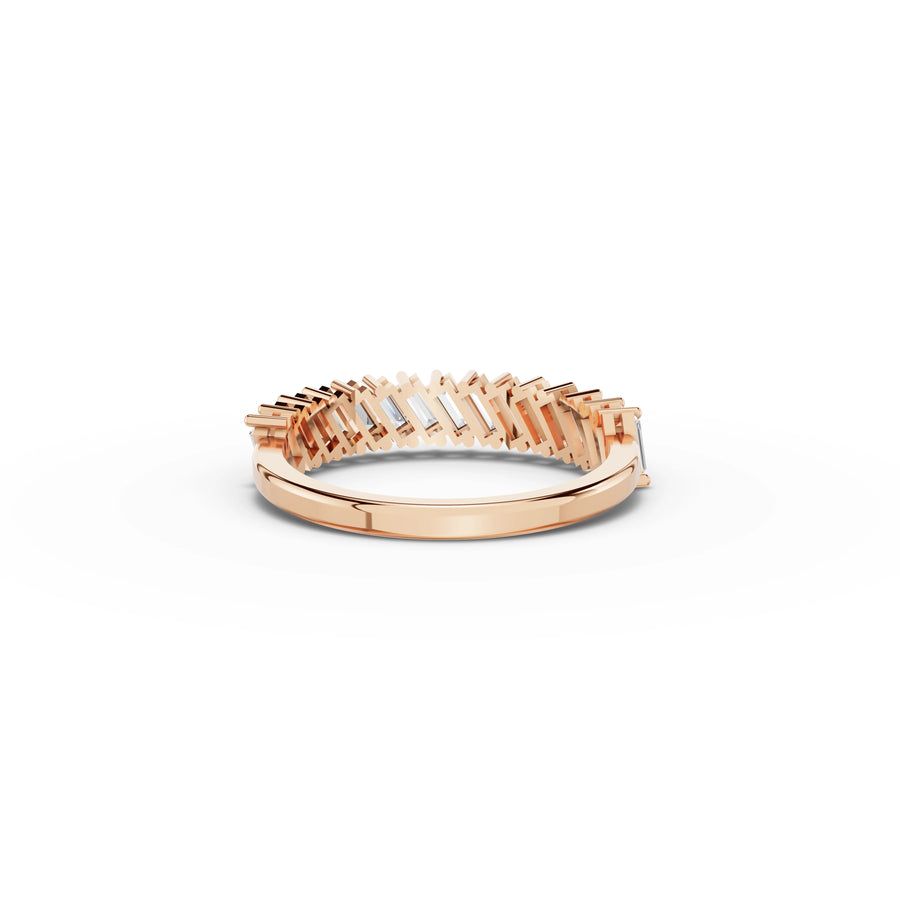 0.74 Ct Baguette Basket Set Half Eternity Band