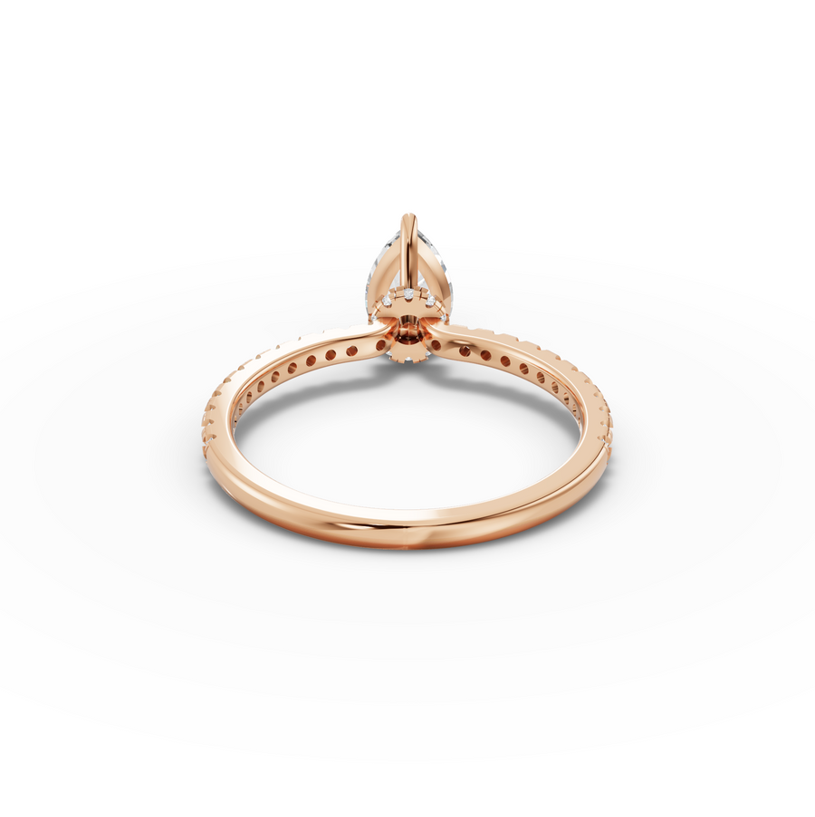 0.98 Ct Pear Hidden Halo Pavé Ring