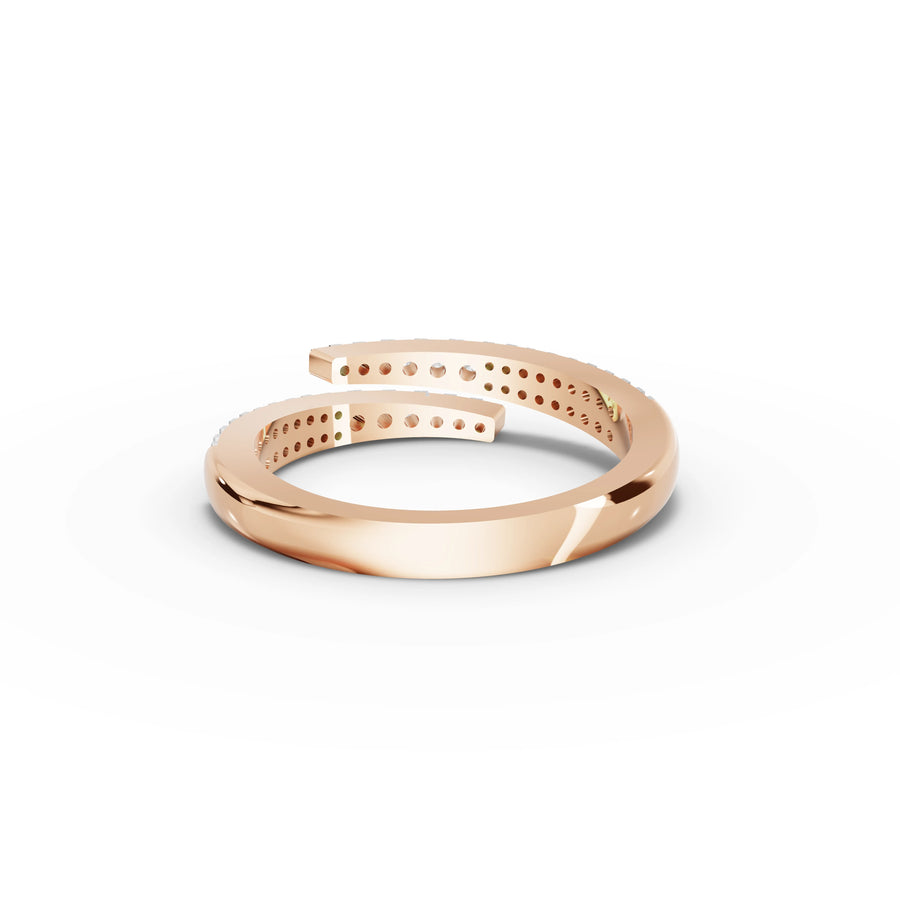 Lab-grown bezel band rose gold close-up