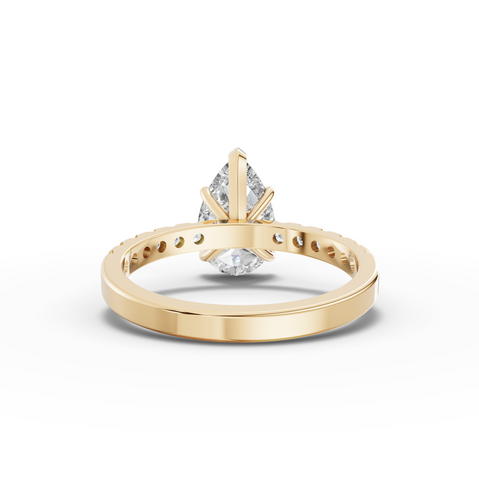 2.42 Ct Pear Cut Lab Grown Diamond Engagement Ring with Pavé Band