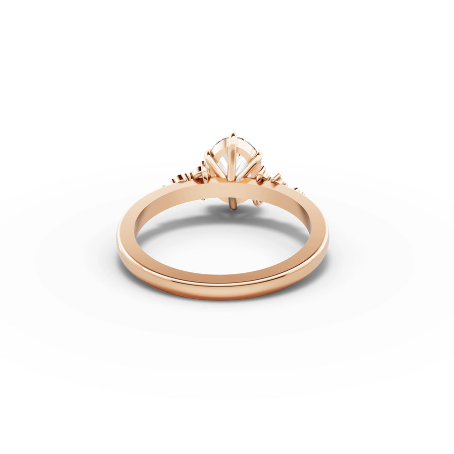 Lab-grown oval ring rose gold close-up