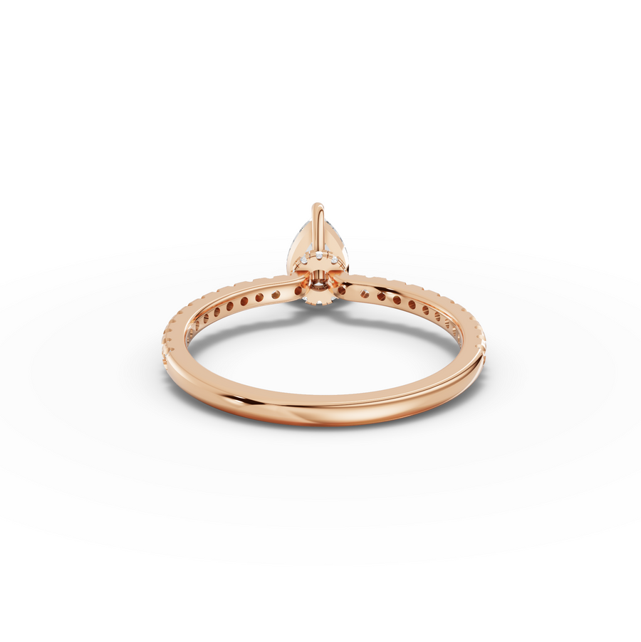 0.72 Ct Pear Hidden Halo Pavé Ring