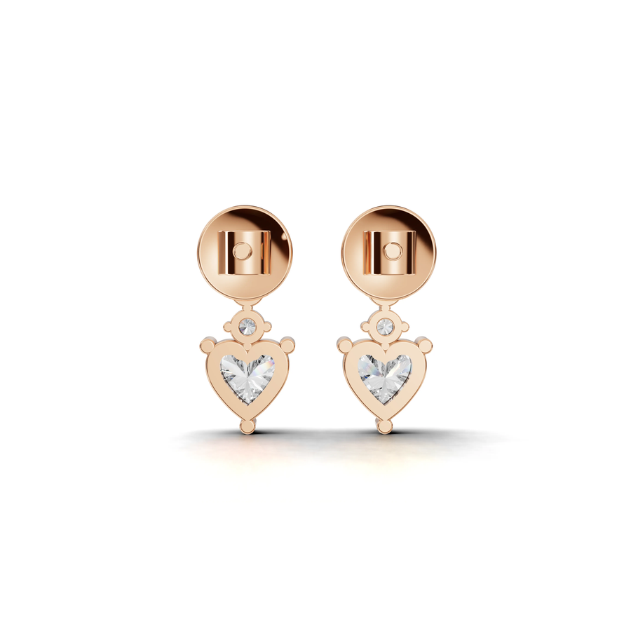1.18 Ct Heart Drop Stud Earrings