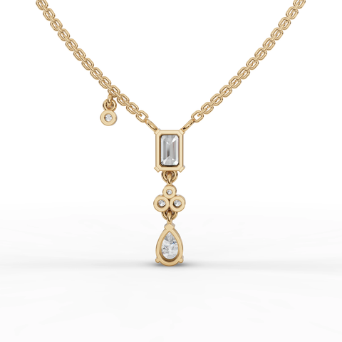 Emerald-Cut Lab-Grown Diamond Drop Necklace with Pear Pendant