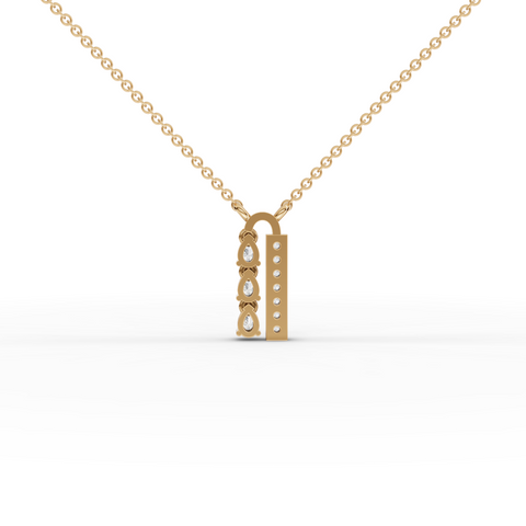 0.21 Ct Pear Lab Diamond Vertical Bar Pendant Necklace