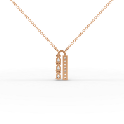 0.21 Ct Pear Lab Diamond Vertical Bar Pendant Necklace