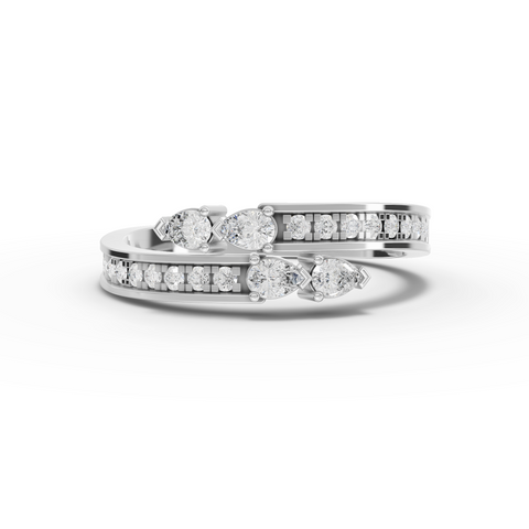 Lab Grown Diamond Pear Vertical Bar Jewelry Set with Earrings Necklace and Wrap Ring