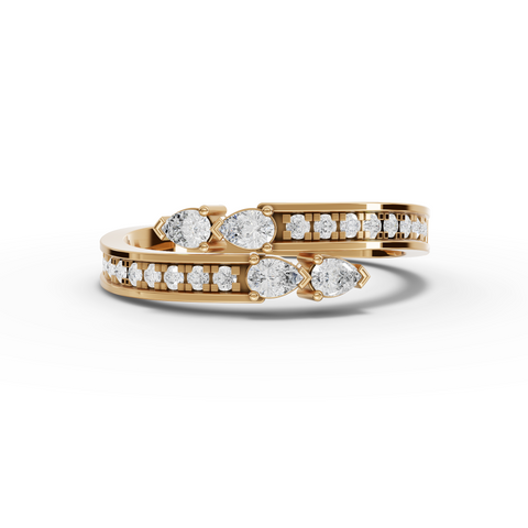 Lab Grown Diamond Pear Vertical Bar Jewelry Set with Earrings Necklace and Wrap Ring