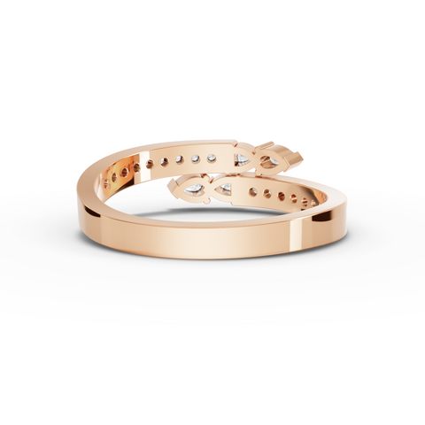 0.35 Ct Pear Diamond Open Wrap Ring with Channel Set Pavé Band