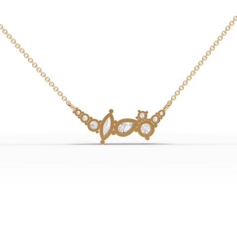 Lab Grown Diamond Statement Multi Shape Jewelry Set with Earrings Ring and Cluster Necklace