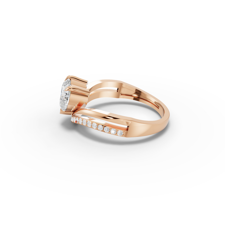 1.15 Ct Heart Solitaire Pavé V-Band Lab Diamond Ring