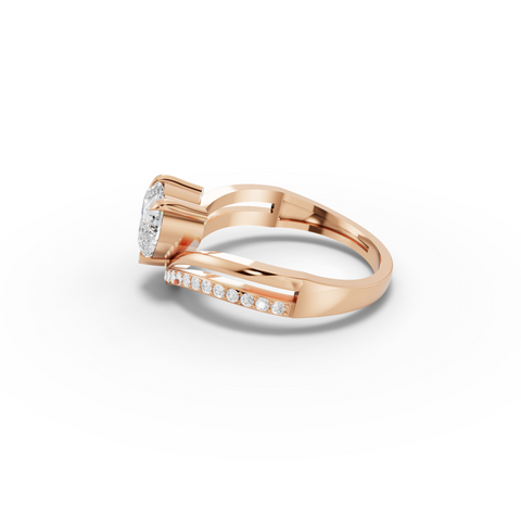 1.15 Ct Heart Solitaire Pavé V-Band Lab Diamond Ring