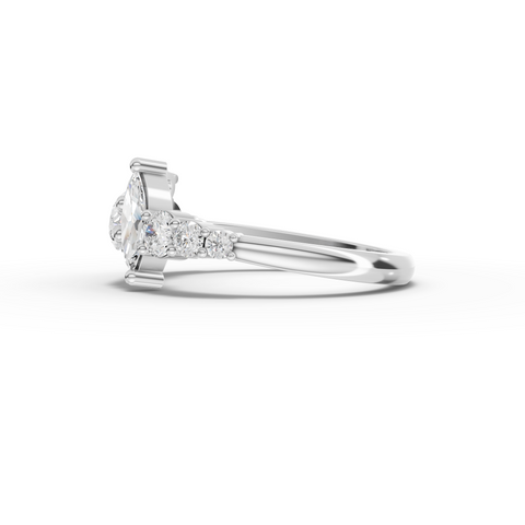 Lab Grown Pear & Marquise Diamond Multi-Stone Ring with Round Accents