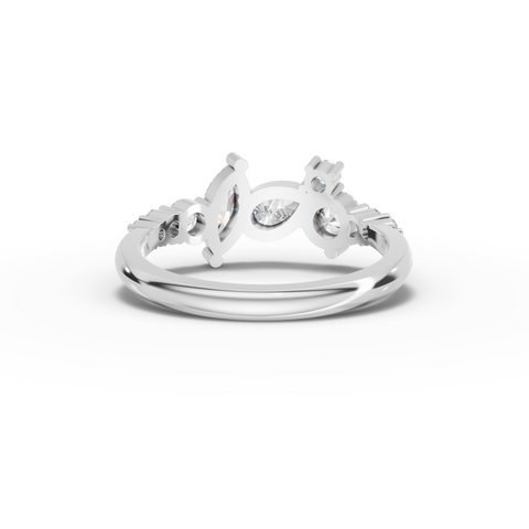 Lab Grown Pear & Marquise Diamond Multi-Stone Ring with Round Accents