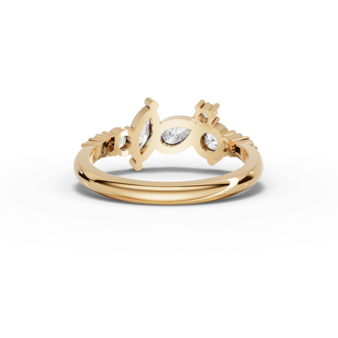 Lab Grown Pear & Marquise Diamond Multi-Stone Ring with Round Accents